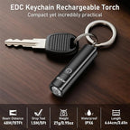 Blukar Rechargeable EDC Flashlight, 360L Mini Keychain Flash Light with 3 Lighting Modes, Memory Function, Waterproof, Compact and Portable Pocket Light for Everyday Carry, Emergency,Camping,Outdoor