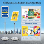 8.5x11 Adjustable Sign Holder Stand, Pedestal Poster Menu Stand, Heavy Duty Floor Standing Sign Stand Aluminum Display Stand for Vertical and Horizontal View Sign Holder, Black