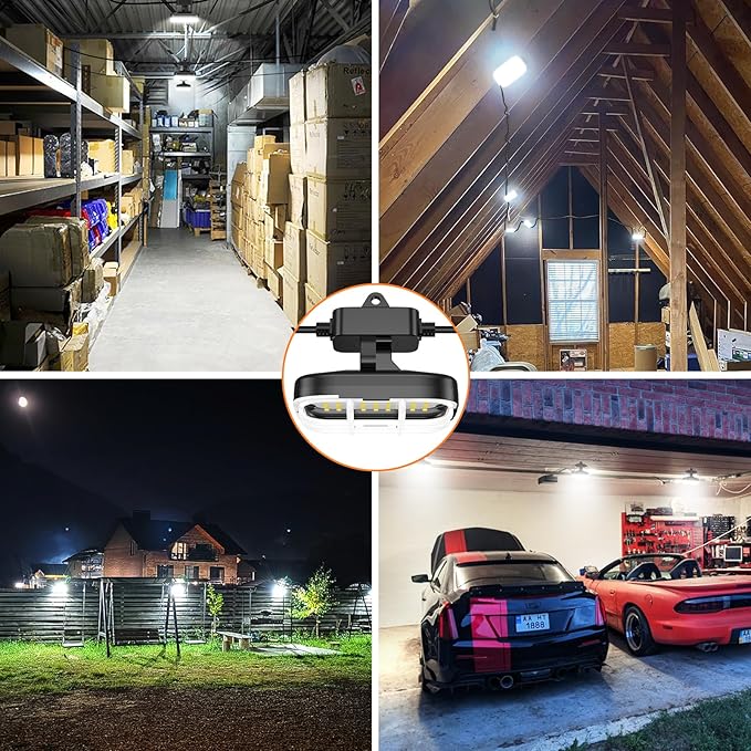 100ft LED Construction String Lights,Super Bright 15000lm 150w Adjuest 90&180 Degrees On Both Sides Waterproof IP66 Led String Work Lights, Construction Temporary Lights (100ft-Adjustable 10lights).