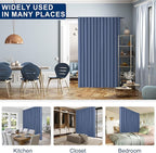 Hiasan Patio Sliding Door Room Divider Curtain Privacy Blackout Thermal Insulated Curtains with Back Tab & Rod Pocket for Bedroom Partition, Living Room Shared Office(100 x 96 Inches, Dusty Blue)