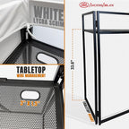 AxcessAbles Portable White DJ Facade Booth with Carry Case – 40" x 20" Tabletop, Steel Frame, and White Scrim | White DJ Table | Event Booth (ES-01X)