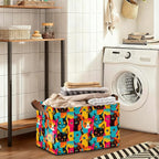 32L Large Storage Bins with Handles, Cute Animal Basket Organizer for Shelves, Closet, Books, Laundry & Home Decor (Abstract Cat)