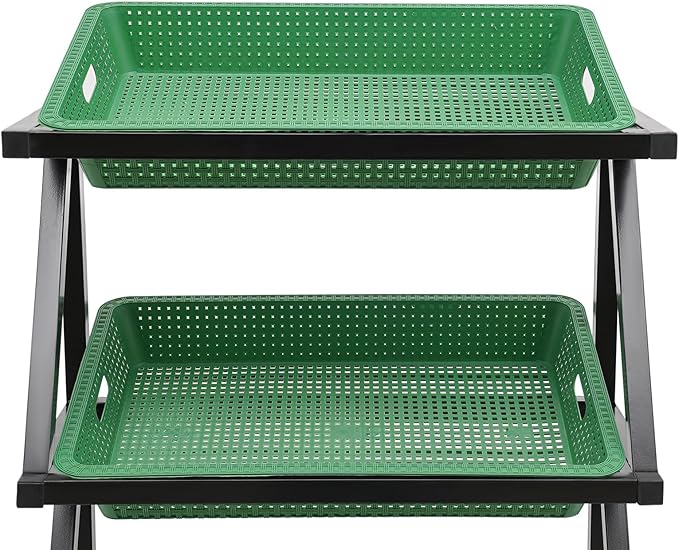 5 Tiers Retail Display Rack, Single Row Commercial Market Shelf Fruit and Vegetable Basket Stand Rack Set Snack Pantry Shelf Unit for Kitchen, Office, Store