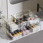 ZHIAI 6 Pack Clear Stackable Storage Drawer, Acrylic Drawer, Cosmetic Organizer, Plastic Organizer for Dresser, Under, Kitchen Cabinet, Pantry, Home Organization and Storage