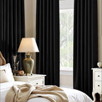 PONY DANCE Black Curtains 84 inches Long for Bedroom, Blackout Window Curtain Rod Pocket Thermal Insulated Room Darkening Drapes Energy Saving for Living Room, W 52 x L 84 inches, 2 Panels Set