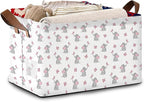 Foldable Collapsible Storage Bin with Elephant & Butterfly Pattern-17x11.5x10.5 Inch Organizer Basket for Nursery, Kids Room, Closet, Toy Storage-Single Pack, Space-Saving Home Decor