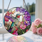 8 Inch Stained Glass Suncatcher Ornament, DOUHASU Hummingbird Sun Catchers Indoor Window, Stained Glass Window Hanging, Home Decor, Hummingbird Lovers Gifts for Women, Mom, Friend
