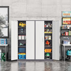 Metal Storage Cabinet-72” Tall Steel File Cabinets with Lockable Doors and 5 Adjustable Shelves-Gray&White Steel Storage Cabinet for Home, School, Office, Garage