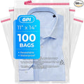 11" x 14" Self Seal Resealable Poly Bags - Case of 100, Peel & Seal Reclosable Polybags with suffoaction Warning and Adhesive Strip for Packaging & Shipping Clothes, Shirts & More - GPI