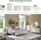 RedLemon 6 Drawer Dresser for Bedroom, Farmhouse 54 Inch Wide Rustic Wood Dresser TV Stand, Chest of Drawers for Closet, Living Room, Hallway, Antique White