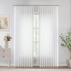 Vision Home White Pinch Pleated Semi Sheer Curtains Textured Light Filtering Window Curtains 95 inch for Living Room Bedroom Patio Rayon Blended Pinch Pleat Drapes with Hooks 1 Panel 60" Wx95 L