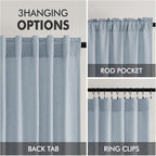 MIULEE Non-See-Through Privacy Linen Curtains 2 Panels, Chambray Blue Light Filtering Window Curtains Farn House Textured Back Tab Semi Sheer Drapes for Bedroom Living Room 84 Inches Long Light Blue