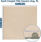 Carpet Tiles Peel and Stick 24” x 24”, Self Adhesive Soft Padded Flooring Stickers, Khaki Home Decor for Bedroom Living Room Office, 10 Tiles & 40 sq ft per Box