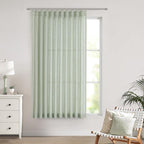 Vision Home Soft Green Pinch Pleated Semi Sheer Curtains Textured Linen Blended Light Filtering Window Curtains 72 inch for Living Room Bedroom Patio Pinch Pleat Drapes with Hooks 1 Panel 60" Wx72 L