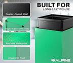 Alpine Commercial Indoor Recycle Bin - 29 Gallon Modern Looking Green Recycle Bin, Office Recycling Bins, Metal Trash and Recycling Container with Stickers & 3 Optional Lids (lid Sold Separately)