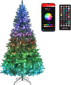 7.5ft Pre-Lit Slim Artificial Christmas Tree - 400 RGB Color Changing LED Lights with APP & Remote Control, 1477 Full Branch Tips, Easy Setup Preassembled Holiday Tree for Home, Party, Christmas Decor