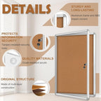 36"x24" Enclosed Cork Bulletin Board with Locking Door, Tamper-Proof Dispaly Case, Aluminium Frame, Outdoor Bulletin Board Weatherproof, Lockable Cork noticeboard for School,Office,etc