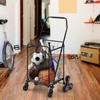 DWVO Folding Stair Climber Shopping Cart, Tri-Wheel Design & 360° Swivel Wheels, Ideal Heavy Duty Utility Cart for Shopping, Laundry, Travel & Stairs for Seniors