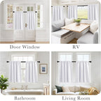 PONY DANCE Short Curtains for Bathroom - Solid 50% Light Block Drapes for Bedroom, RV Curtains for Camper Windows,Cafe Window Decor, W 29 x L 24, Pure White, 1 Pair