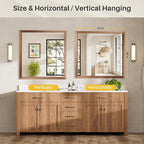 40x38 Inch Bathroom Mirror for Wall, Anti-Rust Walnut Wood Grain Metal Framed Bathroom Mirrors for Over Sink,Rectangler Mirrors for Bathroom Vanity, Farmhouse, Bedroom, Living Room, Entryway Decor
