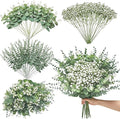 Serwalin 100 Pcs Mixed Artificial Eucalyptus Stems,Babys Breath Artificial Flowers Bulk with Faux Eucalyptus Leaves Greenery Stems for Wedding DIY Bouquets Floral Arrangement Home Decor