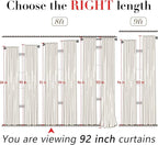 XTMYI Linen Drapery 92 Inch Curtains Length 2 Panels Set Back Tab Sheer Window Curtains Living Room Bedroom,50x92 in Long,Cream(Ivory/Off White)