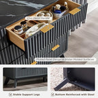 T4TREAM Fluted 8 Drawers Dresser, 54" Wide Modern Chest of Drawers with Faux Marble Top, Curved Profile Design, Dresser TV Stand, Wood Drawer Organizer for Bedroom, Living Room, Hallway, Dark Grey