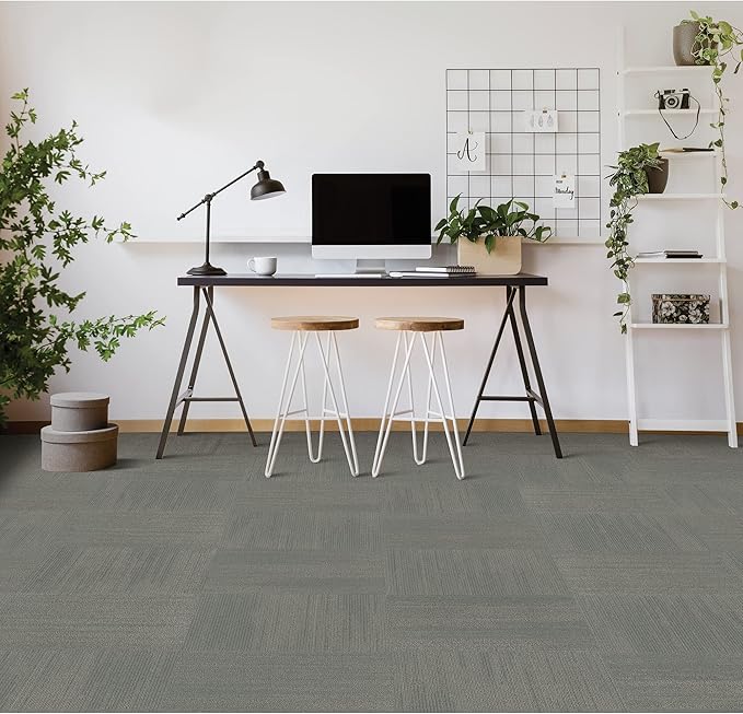 Mohawk Elite 24" x 24" Berber (Loop pile), 0.1" Pile Height, Carpet Tile, Nylon Fiber, Egret Color, (24 Tiles), (96 sqft/carton)