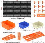 52PCS Wall Mounted Storage Bins Garage Storage Drawers with 4PCS Wall Mounting Peg Boards Workshop Parts Rack Container Tool Organizer Easy Access Compartments for Hardware Crafts Office Supplies
