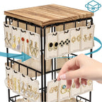 360 Rotating Earring Display Stands for Selling, Earring Rack Display Holder Stand, Jewelry Display for Vendors Selling Earring Cards, Necklaces, Bracelets, Hair Accessories (48 Hooks)