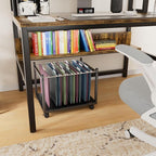 Aquzee Rolling File Cart, Hanging File Folder Organizer, File Storage Under Desk for Home Office, Wooden File Holder Fits for Letter Size, Black