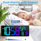 Large Digital Wall Clock Timer 13.5" Large Display Available In 11 Color Modes LED Wall Clock with Temperature Day of the Week Clock Auto-Dimming for Home Gym Office 2 Groups Alarm 25 Music Ringtones