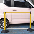 OangeStar 6 Packs Crowd Control Stanchions w/10ft Retractable Belt, Crowd Control Barriers Set w/1 Sign, Rubber Base, Ideal for High Traffic Areas, Queue Management