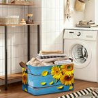 Storage Bin with Handles, Sunset Sunflower Collapsible Laundry Baskets for Books, Laundry - Use in Nursery, Closet Organizers and Storage, Blanket Basket