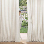 MIULEE Non-See-Through Privacy Curtains 2 Panels, Light Filtering Window Curtains Farnhouse Textured Back Tab Semi Sheer Drapes for Bedroom Living Room, 52 x 96 Inches Long, Linen