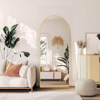 Full Length Mirror, 59" x 18" Arched Full Body Mirror Large Standing Floor Mirrors, Mirrors for Bedroom, Bathroom, Living Room Standing or Wall Leaning, Gold