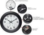 Infinity Instruments Classique Wall Clock, Modern Indoor/Outdoor All Weather Wall Clock, Sleek and Bold Design, 18-inch Display, Black