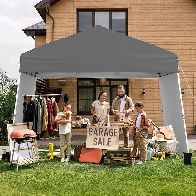 Tangkula 10x9.2 Ft Pop up Canopy with Sidewalls, UPF50+ Outdoor Tent with 8 Stakes, 4 Wind Ropes, Carry Bag, Portable Canopy Tent with Awnings for Camping, Patio, Market