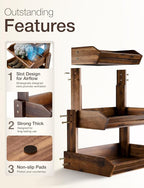 HOLANA Acacia 3 Tier Fruit Basket for Counter – Wooden Fruit Bowl for Kitchen Counter Organizer, Vegetable & Produce Storage, Wooden Basket & Snack Organizer for Countertop Storage (Walnut)