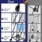 Folding Shopping Cart, Grocery Cart, 450 Lb Capacity, Utility Cart with 360° Rolling Swivel Wheels, Extra Large & Extra Basket