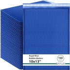 Royal Blue 10x13 Inch Poly Bubble Mailers |Self Seal Padded Envelopes for Thick books | Cushioned Bubble Mailer | Usable Size 9.5x13 Inch | Waterproof Lightweight Mailing Shipping Bags | 100 Pack Bulk