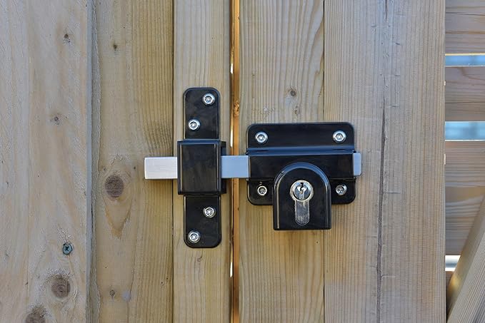 GATEMATE 2”(50mm) Single Locking Premium Long Throw Lock, High Security with Slide Bolt, Stainless Steel & Powder Coated, Corrosion Resistant, Elongated Keep for Gate Drop.