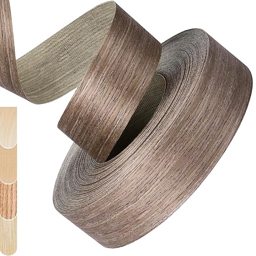Walnut Edge Banding, 1 1/2 inch x 7ft Plywood Veneer Wood Edge Banding, Preglued Wood Tape Banding for Cabinet Repair