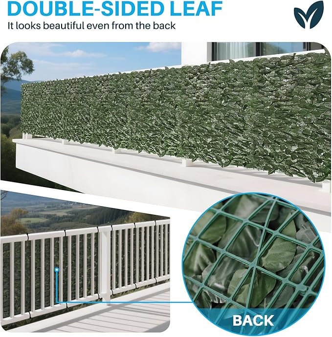 Patio Paradise 39"x236"-1Pc Faux Ivy Fence Privacy Screen Artificial Greenery Wall Backdrop,Fake Grass Wall Panels for Outside Apartment Balcony,Vine Leaf Decor for Outdoor Patio Chain Link