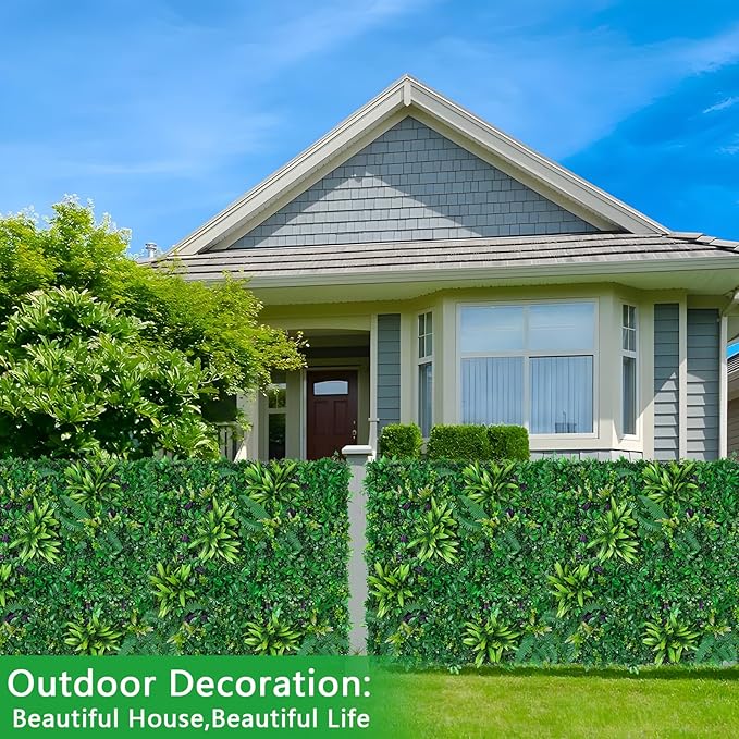 16pcs 20''x20'' Grass Wall Panels, Artificial Hedge Panels Greenery Wall, UV Protected Faux Grass Backdrop Privacy Fence Screen, Greenery Wall for Outdoor Indoor Garden Birthday Wedding Decor