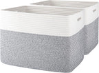 OIAHOMY Storage baskets for Shelf, Toy Storage Basket, Collapsible Storage Bins, Blanket Basket Living Room, Closet Storage for Bedroom, 16.5 x 13 x 12 Inches-Pack of 2-Brown