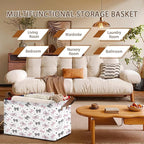 Bowknot Storage Basket Large 17x11.5x10.5 Inches - Collapsible Fabric Organizer Bin with Handles for Toys,Laundry,Closet - Foldable Decorative Hamper with Bow Design - Single Pack