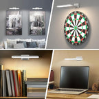 2 Pack Picture Lights for Wall, Rechargeable LED Picture Light Battery Operated with Remote, Dimmable Poster Light for Paintings, Portraits, Art Frames, Display Lighting for Wall Decor,White