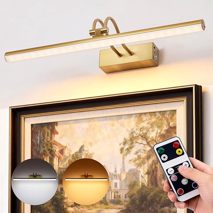Picture Light,Picture Lights for Wall Cordless,2PK Picture Lights with Timer and Dimmable,13" Battery Wall Lights for Display Gallery Painting Art Frame Portrait-Copper