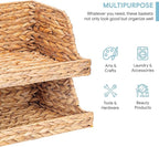 VATIMA Water Hyacinth Storage Baskets with Large Open-Front for Kitchen, Decorative for Living Room, 13.4” x 9.5” x 5.5”, 2 Pack